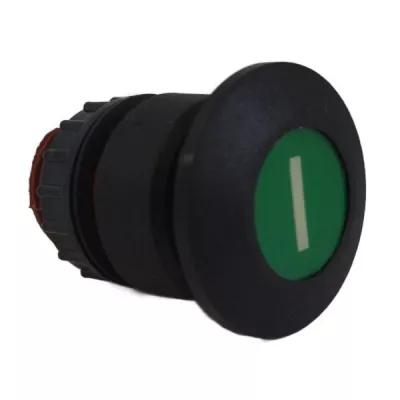 P-12-sw gombafejű nyomófej, fekete, zöld lapka  I  jellel, fekete frontgyűrűvel