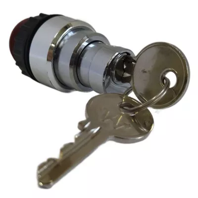 S-2 kulcsos nyomó, kulcs alapállásban kihúzható, fémgőzölt frontgyűrűvel