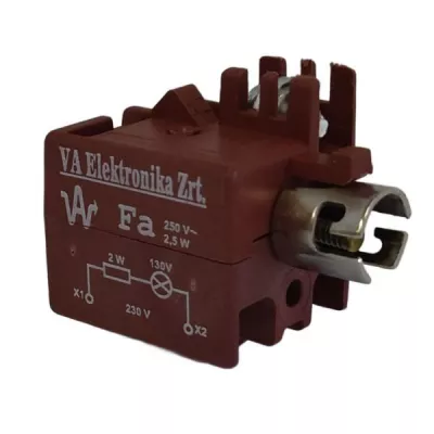 Fa-oGL Ba9s foglalat, előlapra szereléshez, beépített ellenállással 130V-os izzóhoz 250V-ra