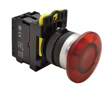 NYOMÓGOMB GOMBAFEJŰ PIROS 1×NC, 5A/230V AC-15, 40mm, IP65,