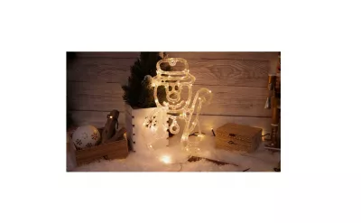 XMAS LED KARÁCSONYI HÓEMBER, ELEMES Timer 6+18h, 30LED, 3000K, 3xAA