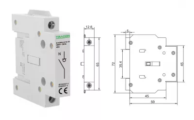 N PÓLUS AZ EVOMS ZÉRIÁHOZ 400V, 50Hz, 40A, 1P, 10-16mm2