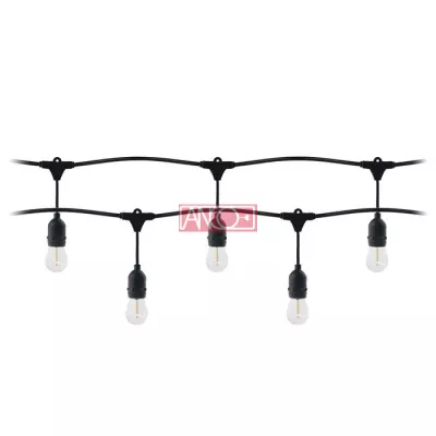 KÜLTÉRI E27 FÜZÉR, 10m, IP44 10+1 LED FÉNYFORRÁSSAL