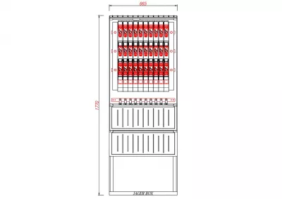 PVT-K-L 66 FE egyedi szekrény 30x10 rajz szerint