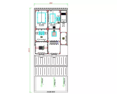 PVT-K-L egyedi szekrény rajzszerint vezetékezve, túlfesz.levezetővel