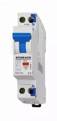 Kismegszakító 1P+N C 2A 6kA SCHRACK
