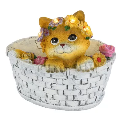 Szolár lámpa, cica kosárban