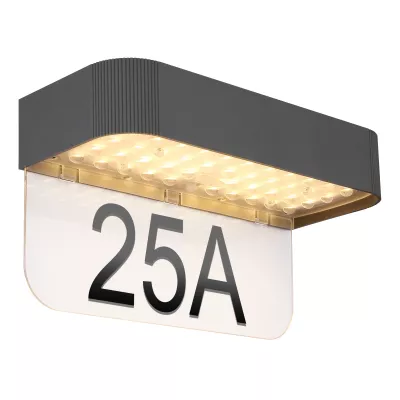 Szolár lámpa, házszám világító szürke