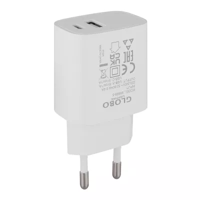 USB ADAPTER hálózati csatlakozó 5W 5V DC/1A USB A és USB-C kimenettel,