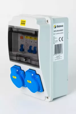 IPARI ELOSZTÓ 2x2P+F 230V DA.+VÉD+FI IP44 6MODUL 230V, VEZETÉKEZVE