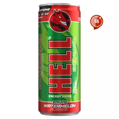 HELL GÖRÖGDINNYE 250ml 18+ @ KOFFEINTARTALMÚ, SZÉNSAVAS ITAL