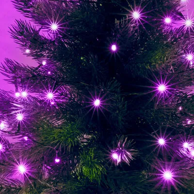 Xmas LED-es beltéri fényfüzér, 8m / 100db pink LED, állófényű, zöld vezeték, hálózati adapter