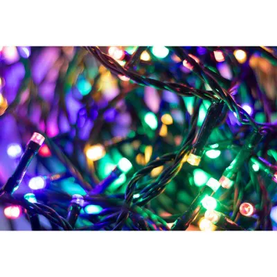 XMAS LED-ES FÉNYFÜZÉR 24M 240DB SZÍNES LED, ZÖLD VEZETÉK
