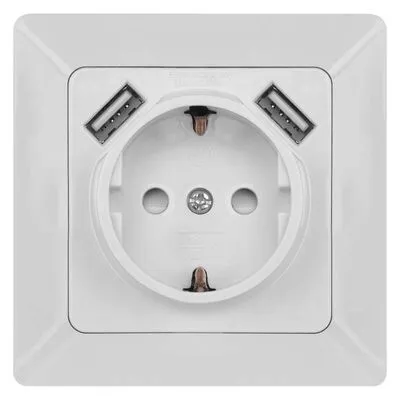 EMOS Aljzat USB csatlakozóval, SCHUKO fehér