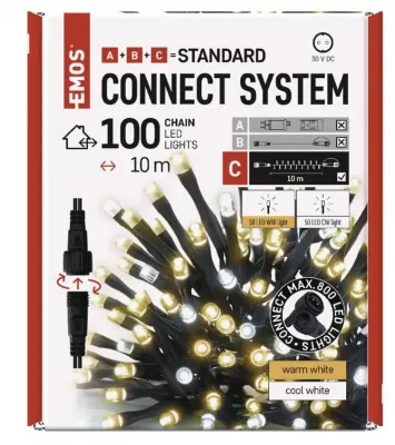 LED FÉNYFÜZ. 10m 100LED HIDEG/MEL@