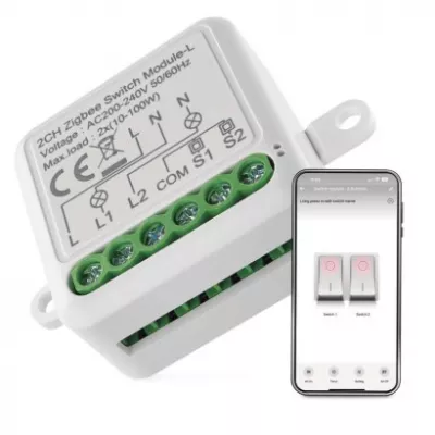 GOSMART kapcsolómodul IP-2104SZ, ZigBee, 2 csatornás