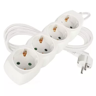 Elosztó 4 aljzat, 2m, 3x1,5mm2, fehér