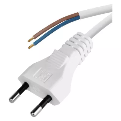 EMOS dugós csatlakozóvezeték H03VVH2-F 2x0,75mm2, fehér, 5m