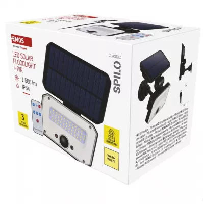 LED szolár fényvető 1500lm IP54 3000K+mozgásérzékelő