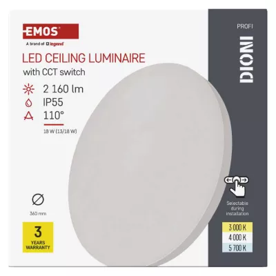 LED felületi lámpa kerek 18W CCT