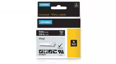 DYMO SZALAG PVC 9mm FK/FH RHINO színes PVC 5,5m fehér/fekete