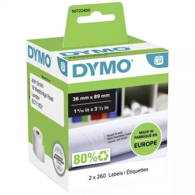 DYMO ETIKETT 89 x 36 mm PAPÍR FEHÉR 520 DB