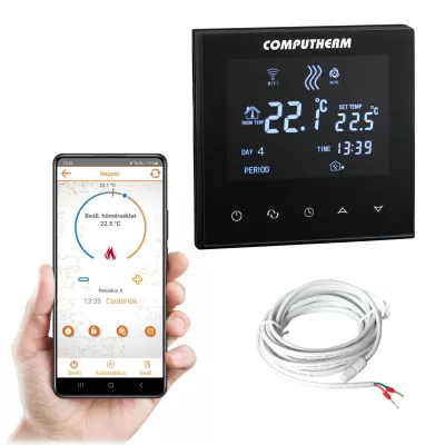 COMPUTHERM wifi termosztát fekete radiátor+padlófűtés