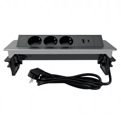 ASZTALI ELOSZ.SÜLLY. 3x230V/USB-A-C POP UP socketj, 3x schuko, 16A 250 l