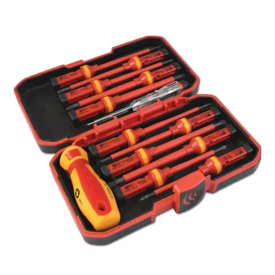 COMMEL csavarhúzó készlet, cserélhető fej, mágneses, 1000V, 12db+1db fázisceruza SL/PH/PZ/T