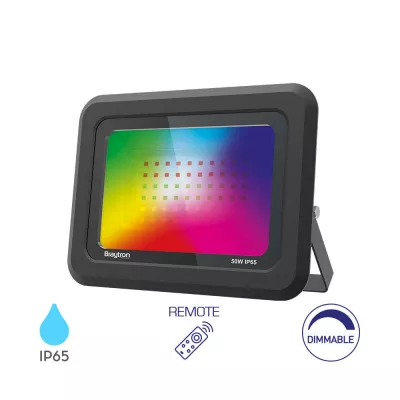 LED FÉNYV. 50W DIMM. TÁVIR. IP65 RGB