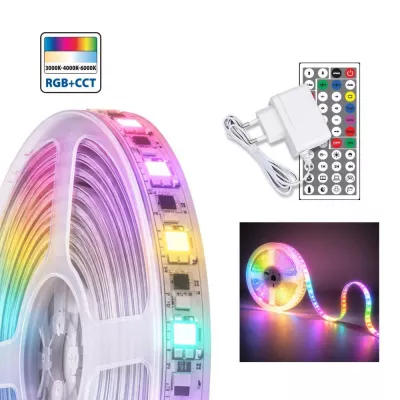LED SZALAG 24W RGB+CCT IP20 tek/5m