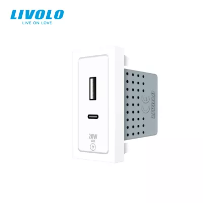 LIVOLO TÖLTŐ 20W USB A+C FEHÉR C71USBACW