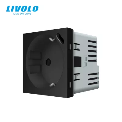 LIVOLO FEKETE DUGALJ 2P+F + USB C 250V 16A USB type-C QC-PD 18W fali