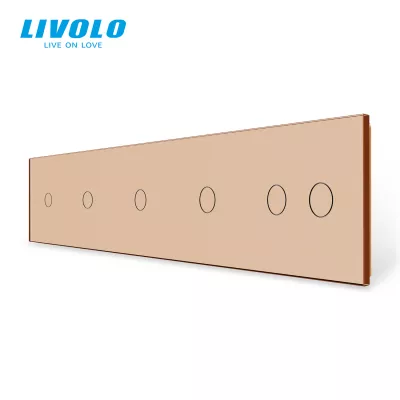 LIVOLO 5-ÖS KERET ARANY KAPCSOLÓHOZ 4X EGYES + KETTŐ KAPCSOLÓ