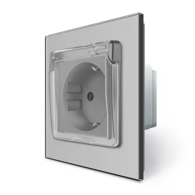 LIVOLO 2P+F 16A IP44 DUGALJ EZÜST 250V 16A