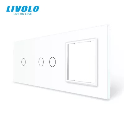 LIVOLO 3-AS FEHÉR KRISTÁLY ÜVEG KERE 1+2 KAPCSOLÓHOZ+ 1 DUGALJ