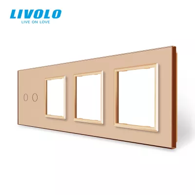 LIVOLO 4-ES ARANY KRISTÁLY ÜVEG KERE 2 KAPCSOLÓHOZ +3 DUGALJHOZ !