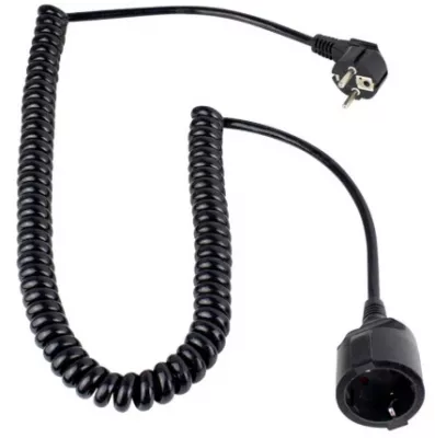 SPIRÁL KÁBEL 2,5m 3x1,5mm2 fekete, 2,5 m, HO5VV-F 3 G 1,5mm2