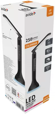 LED ASZTALI LÁMPA 100-240V 4W FEKETE 4000K 250 lm