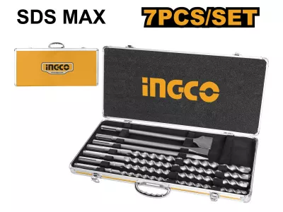 INGCO KŐZET FÚRÓ+VÉSŐ KLT 5 RÉSZ@ FÚRÓ 16-22mm  SDS-Max