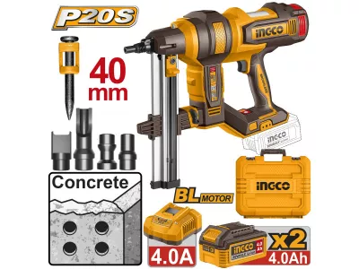 INGCO AKKUS SZEGBELÖVŐ 20V @ SZÉNKEFE NÉLKÜLI (2x4,0 Ah AKKU+TÖLT