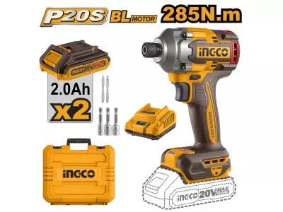 INGCO AKKUS ÜTVECSAVAROZÓ 20V @ 1/4  285 Nm SZÉNKEFE NÉLKÜLI 20V