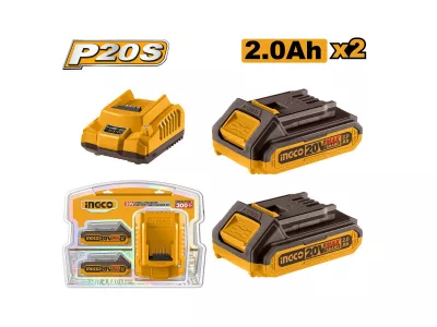INGCO AKKUMULÁTOR+TÖLTŐ SZETT @ 2x2,0Ah AKKU + 2,0A TÖLTŐ