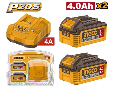 INGCO AKKUMULÁTOR+TÖLTŐ SZETT @ 2x4,0Ah AKKU + 4,0A TÖLTŐ