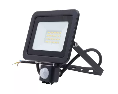 LED fényvető/reflektor mozgásérzékelővel 30W 4000K 2200lm fekete, lapos kivitel