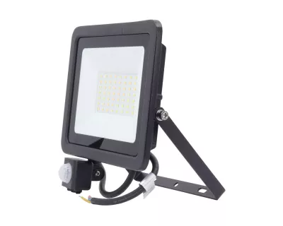 LED fényvető/reflektor mozgásérzékelővel 50W 4000K 3700lm fekete, lapos kivitel
