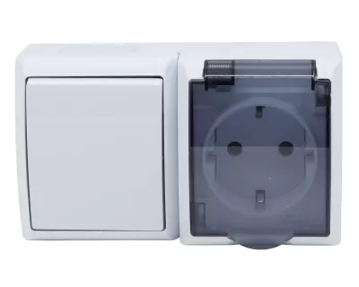 FALA földelt csapfedeles dugalj+kapcsoló IP44