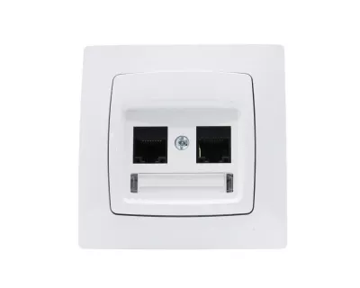 KÁRÓ RJ45x2 csatlakozóaljzat komplett fehér