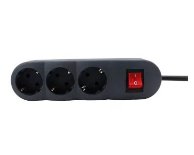 Elosztó 3-as 1,5m vezeték kapcsolóval fekete H005VV-F 3x1,5mm2