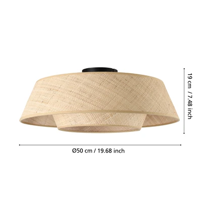 MARFORD mennyezeti lámpa E27 60W raffia/fekete